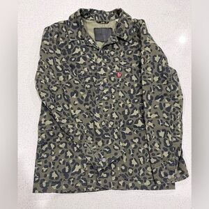 Levi's Engineer Cheetah Print Regular Fit Jean Jacket in olive green Mens s